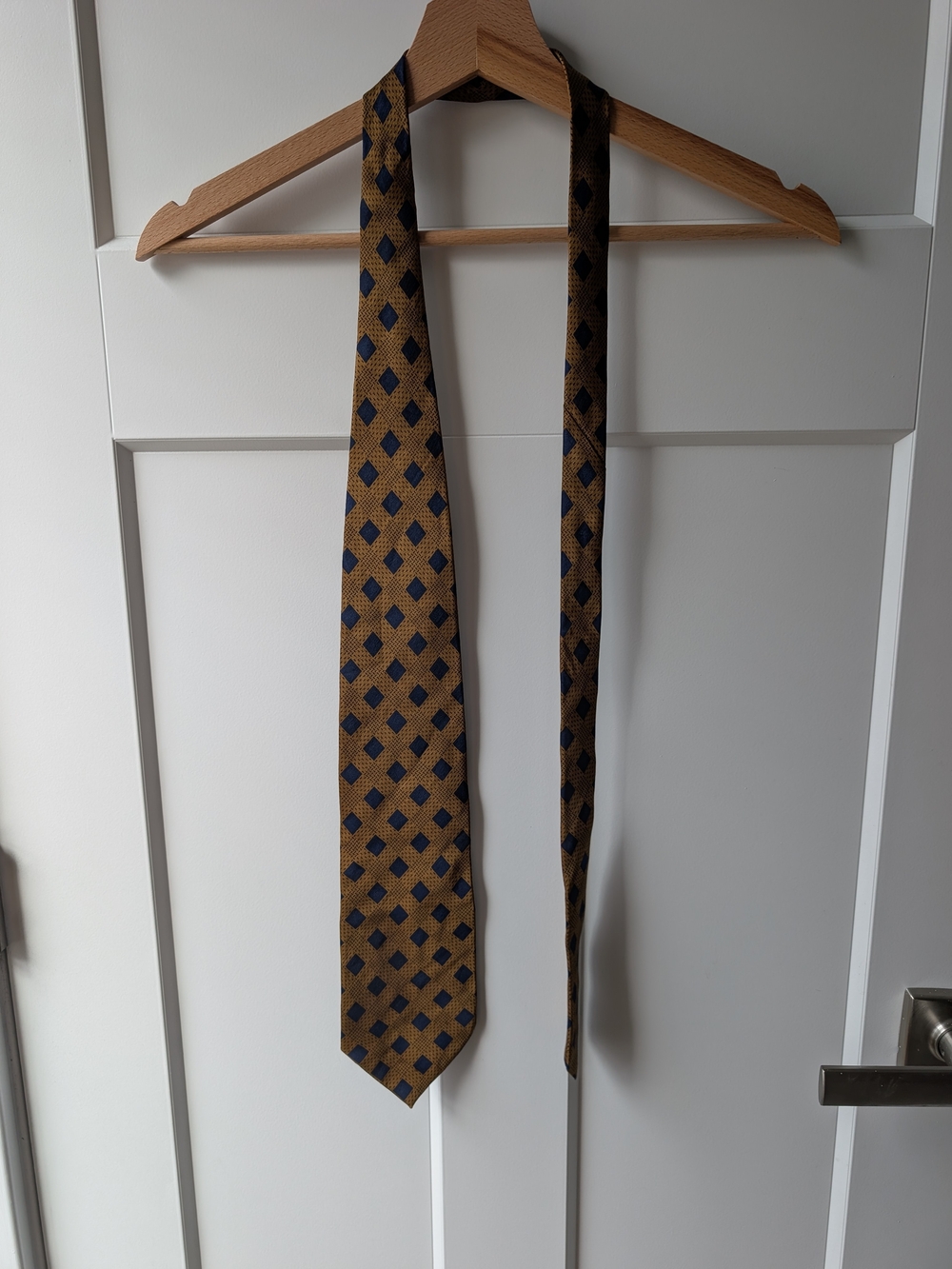 Vintage 100% Silk Tie, Tongue Tied, Brown/Gold and Navy
